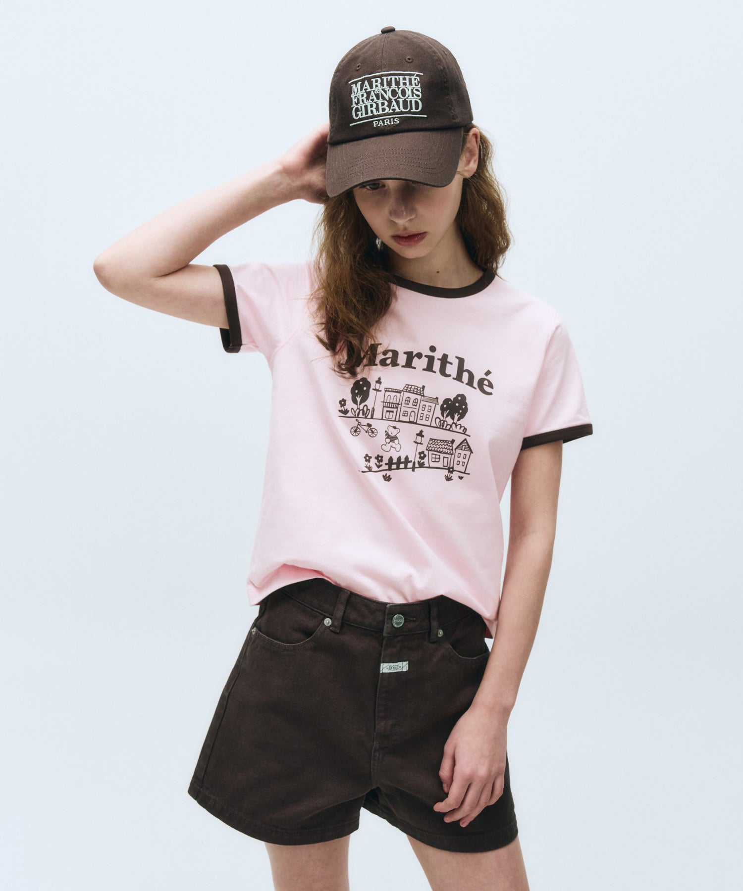 Marithe & Francois Girbaud - Doodle House Graphic Ringer Tee (Pink) product image 2 | TRAB K-Fashion Australia