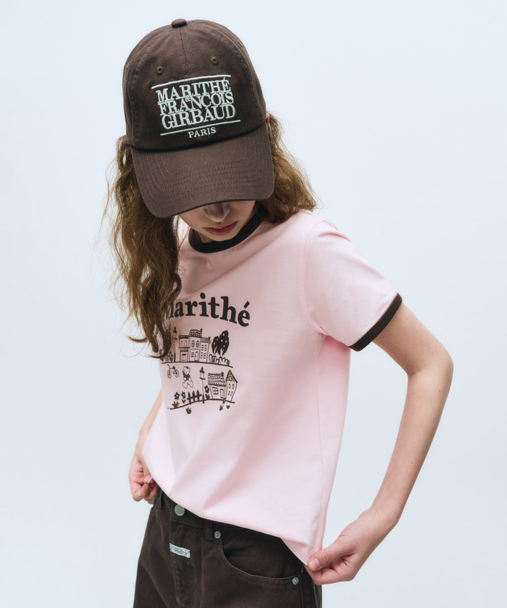 Marithe & Francois Girbaud - Doodle House Graphic Ringer Tee (Pink) product image 3 | TRAB K-Fashion Australia