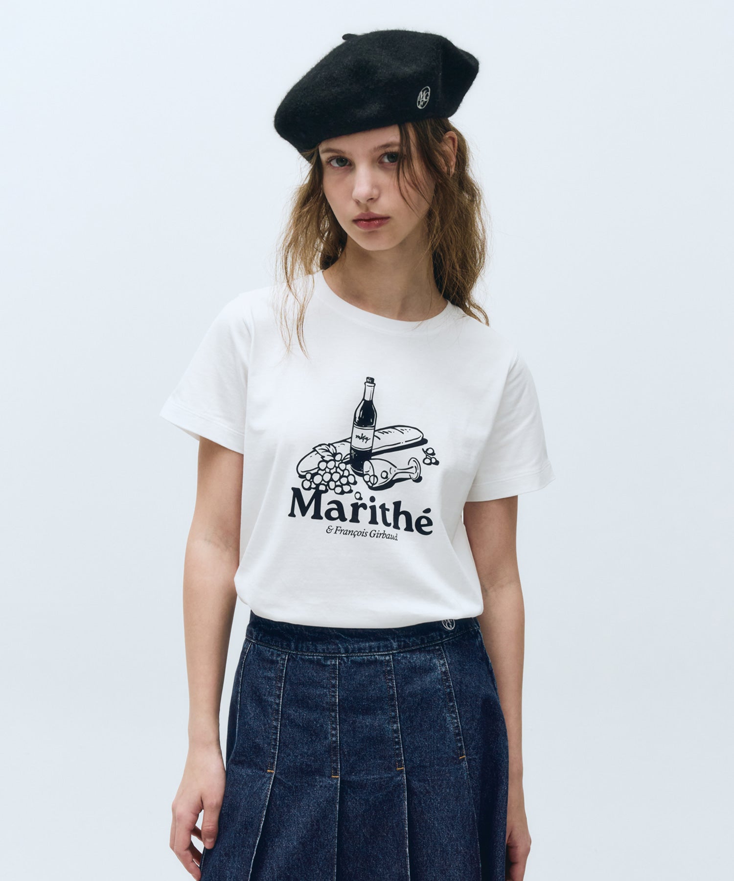 Marithe & Francois Girbaud - Wine Graphic Tee (White) product image 1 | TRAB K-Fashion Australia