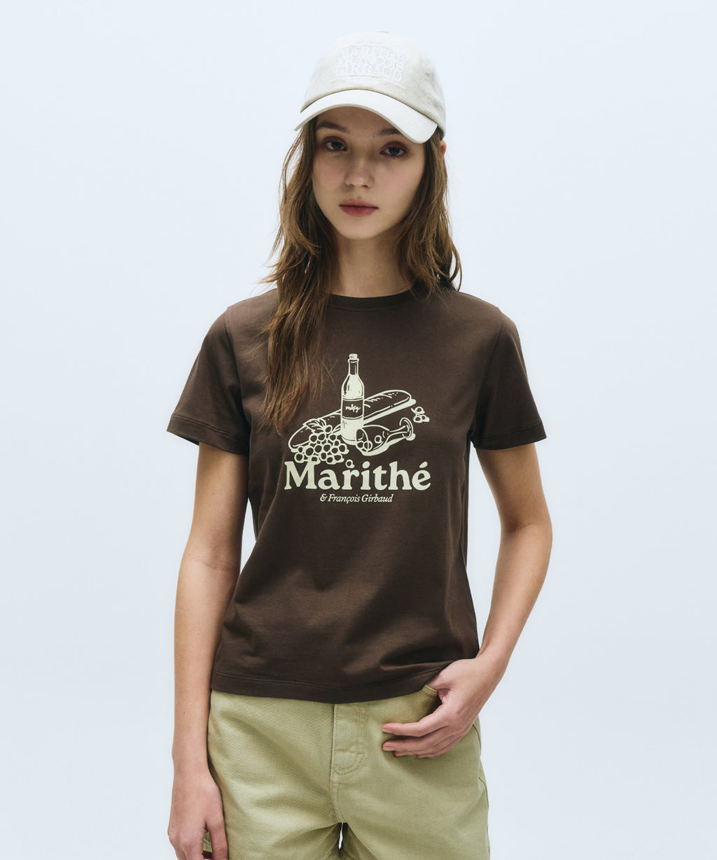 Marithe & Francois Girbaud - Wine Graphic Tee (Brown) product image 1 | TRAB K-Fashion Australia