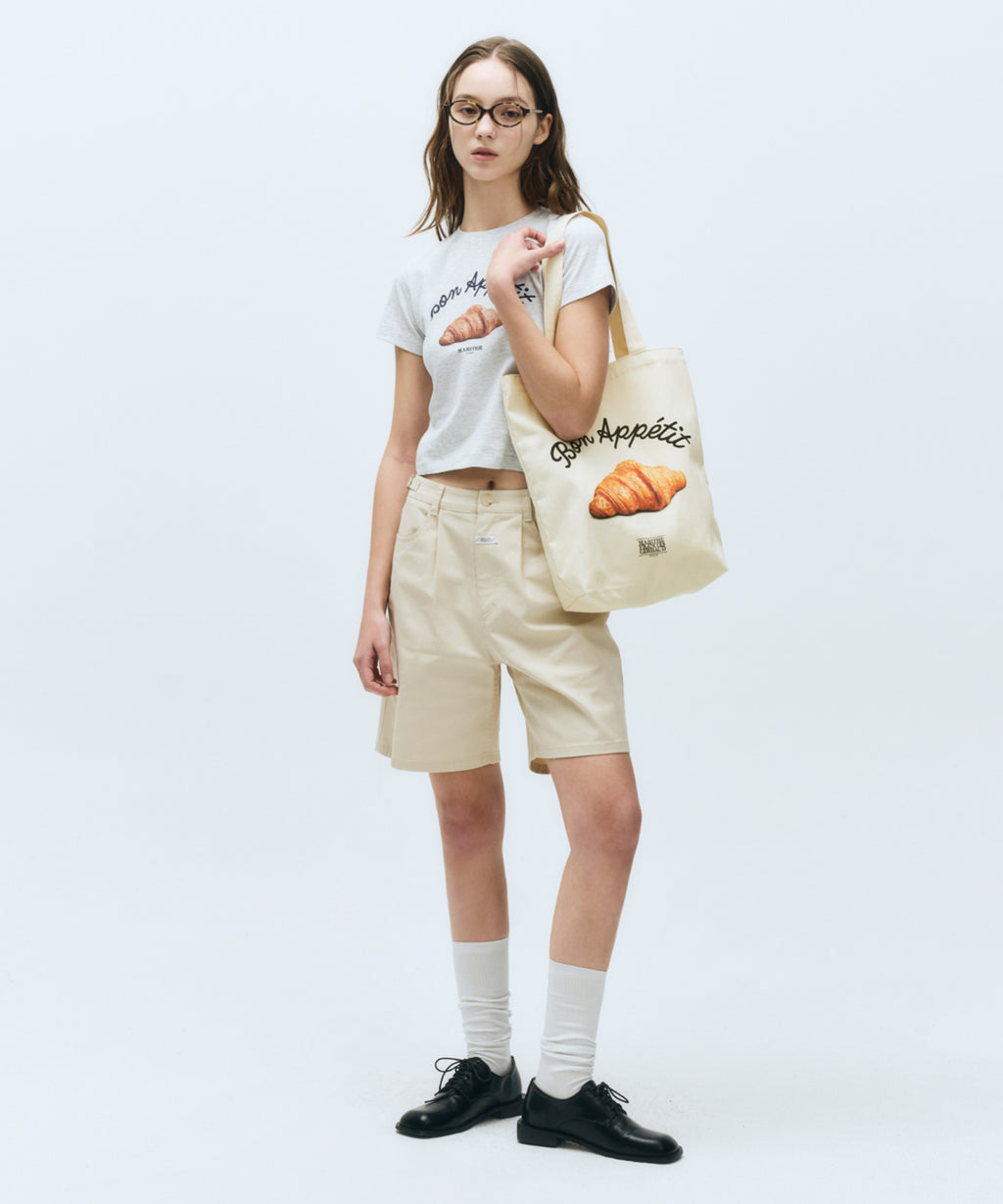 Marithe & Francois Girbaud - Slim Fit Bread Graphic Crop Tee (Light Heather Gray) product image 5 | TRAB K-Fashion Australia