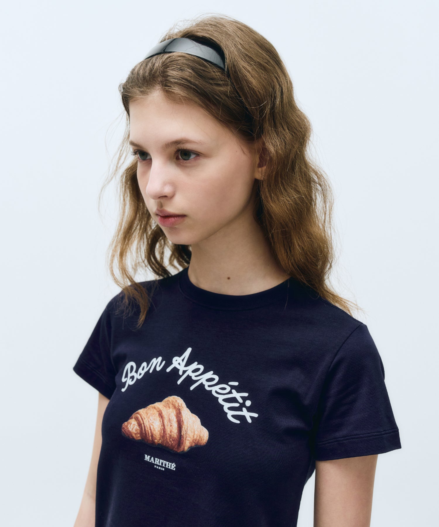 Marithe & Francois Girbaud - Slim Fit Bread Graphic Crop Tee (Navy) product image 2 | TRAB K-Fashion Australia