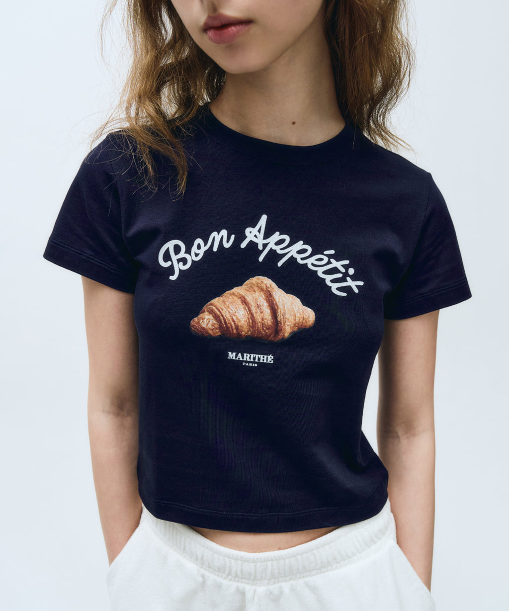 Marithe & Francois Girbaud - Slim Fit Bread Graphic Crop Tee (Navy) product image 3 | TRAB K-Fashion Australia