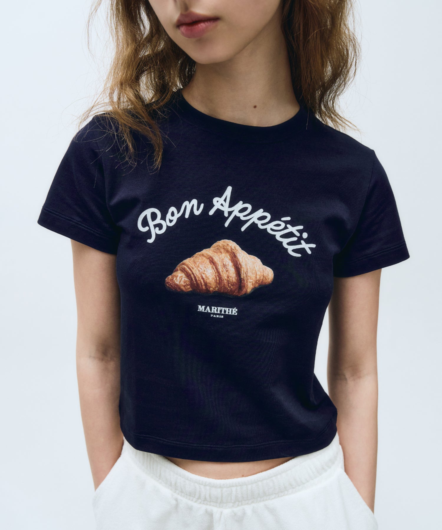 Marithe & Francois Girbaud - Slim Fit Bread Graphic Crop Tee (Navy) product image 3 | TRAB K-Fashion Australia