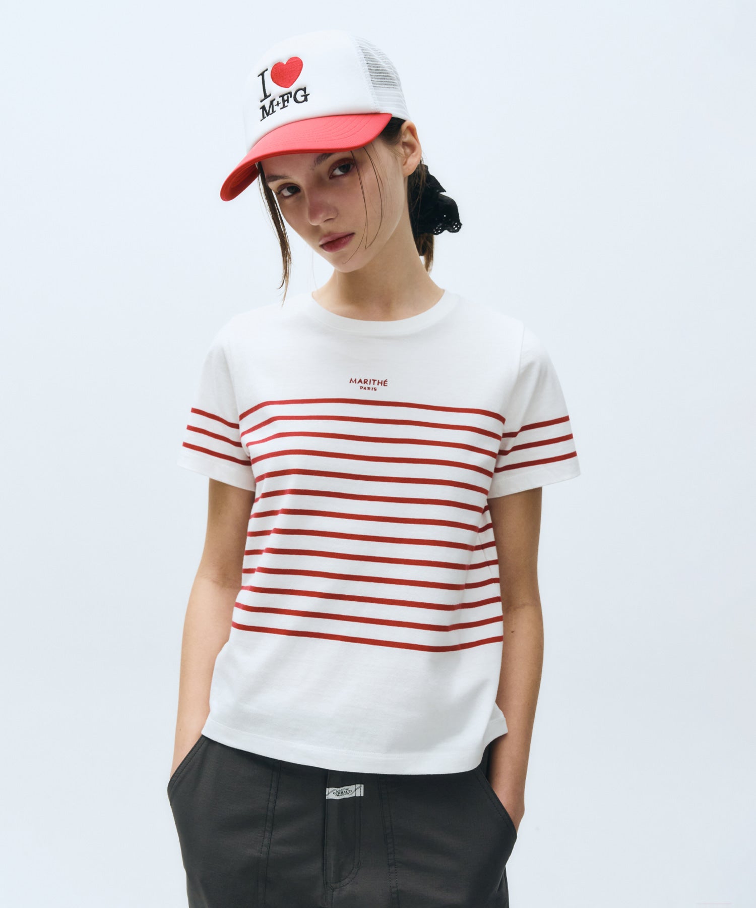 Marithe & Francois Girbaud - Stripe Tee (White/Red) product image 1 | TRAB K-Fashion Australia