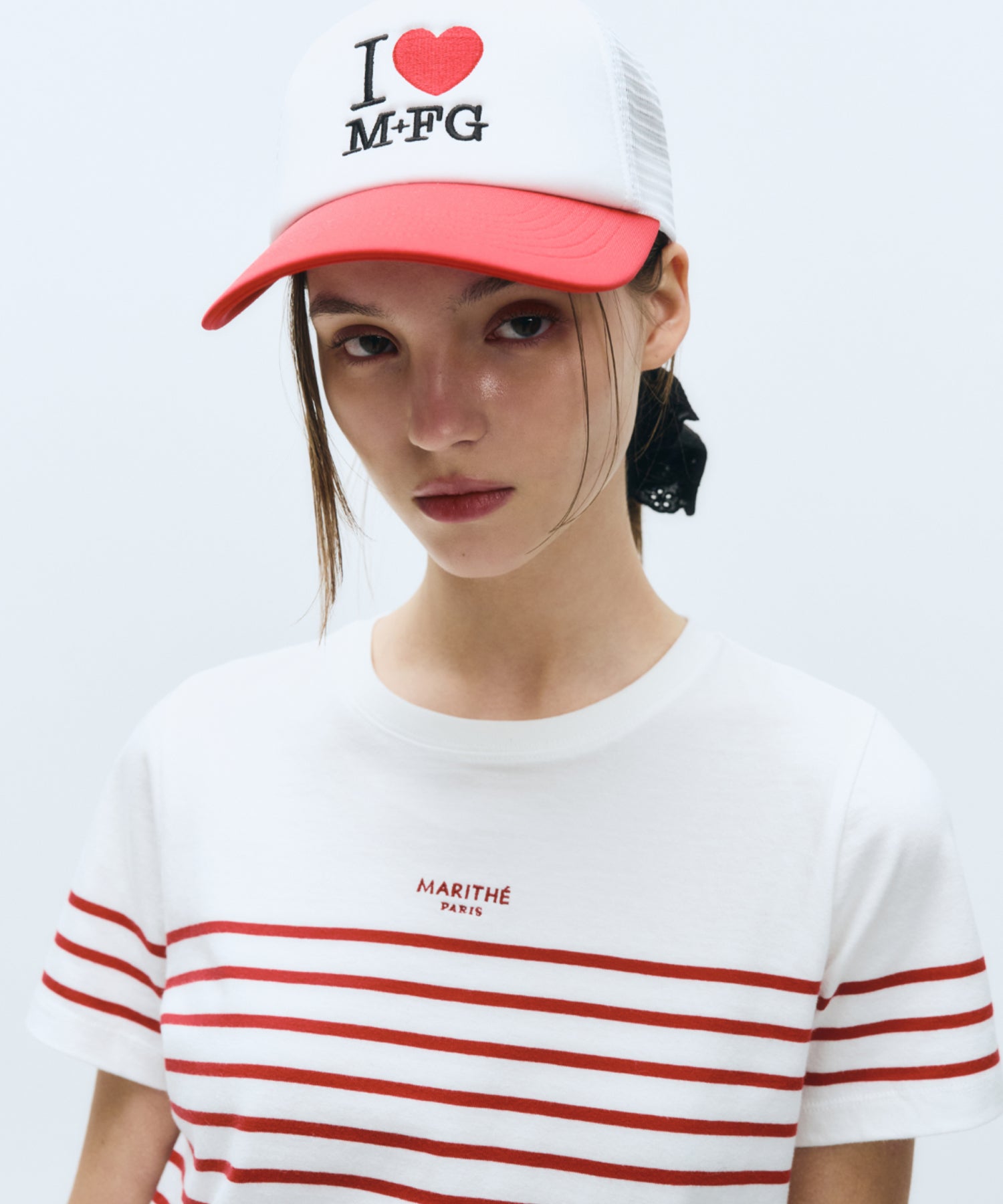 Marithe & Francois Girbaud - Stripe Tee (White/Red) product image 2 | TRAB K-Fashion Australia