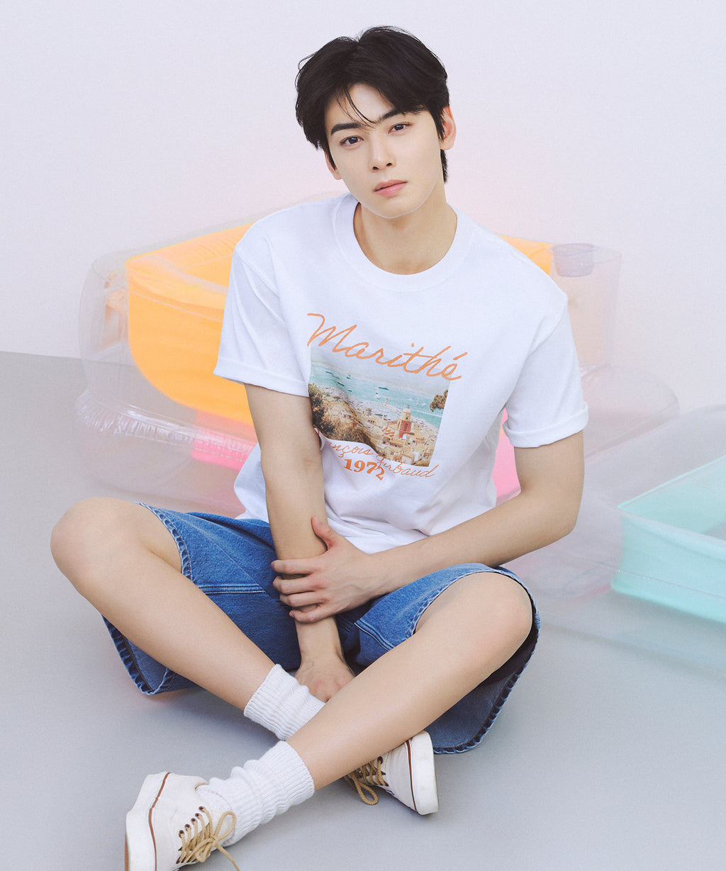 Marithe & Francois Girbaud - Summer Beach Collage Graphic Half Tee (White) product image 2 | TRAB K-Fashion Australia