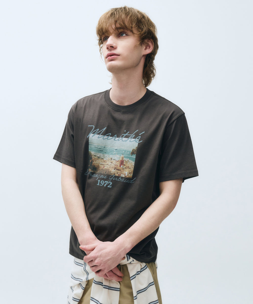 Marithe & Francois Girbaud - Summer Beach Collage Graphic Half Tee (Charcoal) product image 2 | TRAB K-Fashion Australia