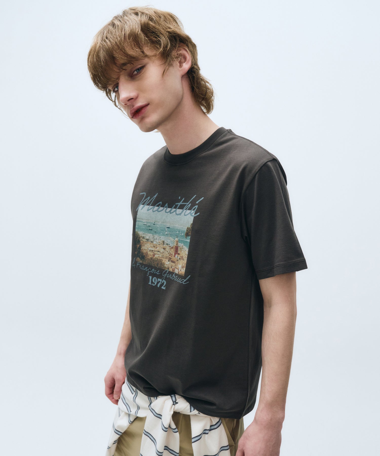 Marithe & Francois Girbaud - Summer Beach Collage Graphic Half Tee (Charcoal) product image 3 | TRAB K-Fashion Australia