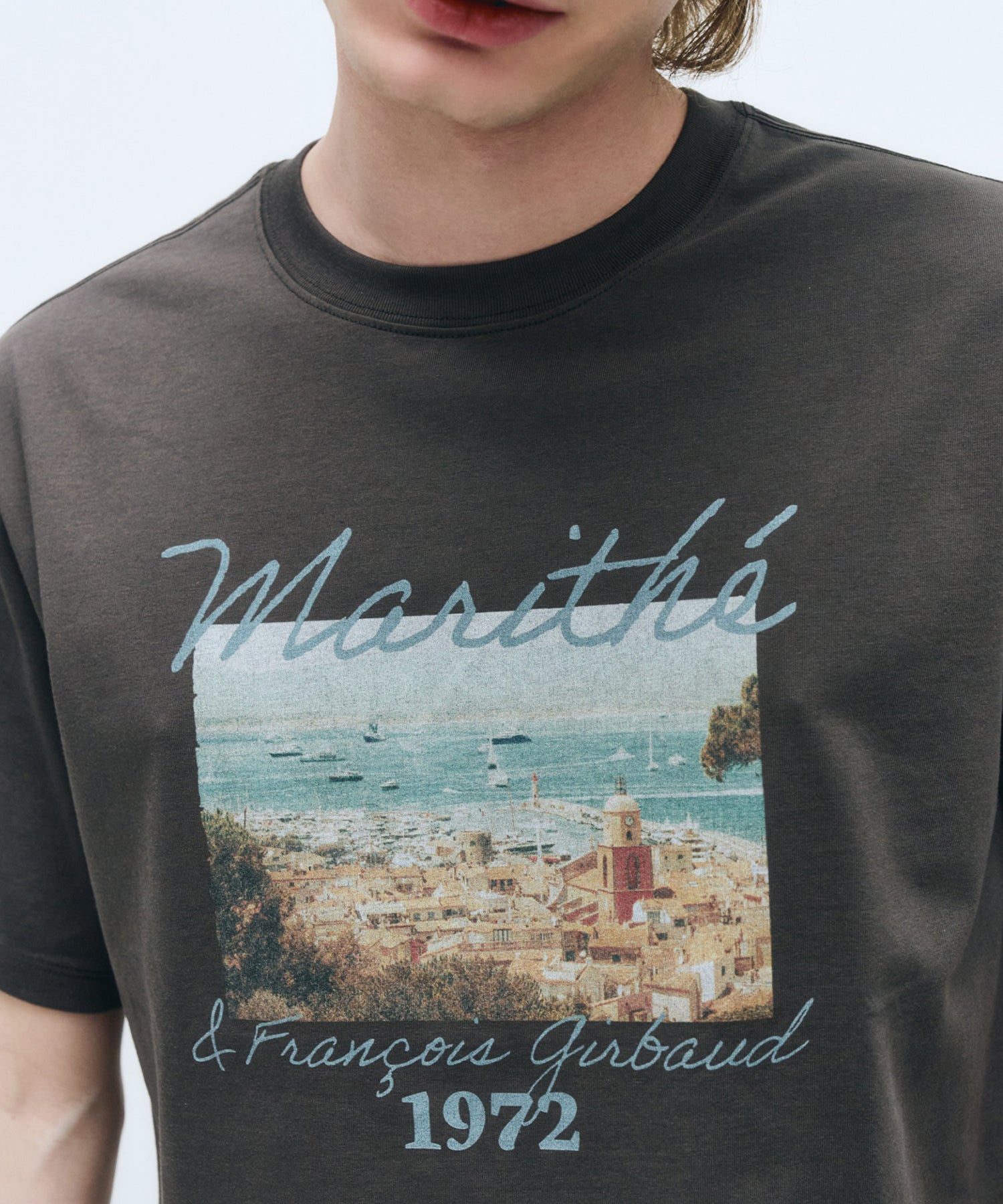 Marithe & Francois Girbaud - Summer Beach Collage Graphic Half Tee (Charcoal) product image 4 | TRAB K-Fashion Australia