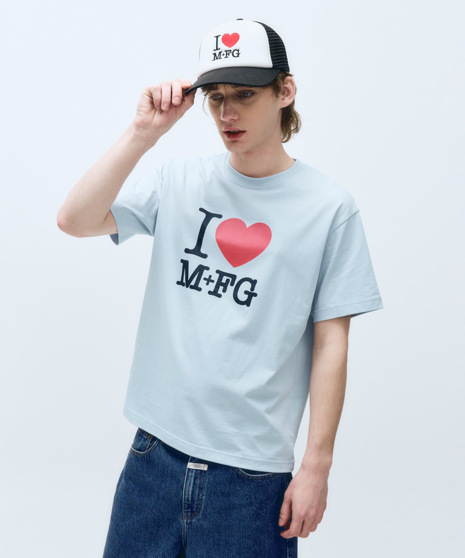 Marithe & Francois Girbaud - I Love Mfg Tee (Sky Blue) product image 1 | TRAB K-Fashion Australia