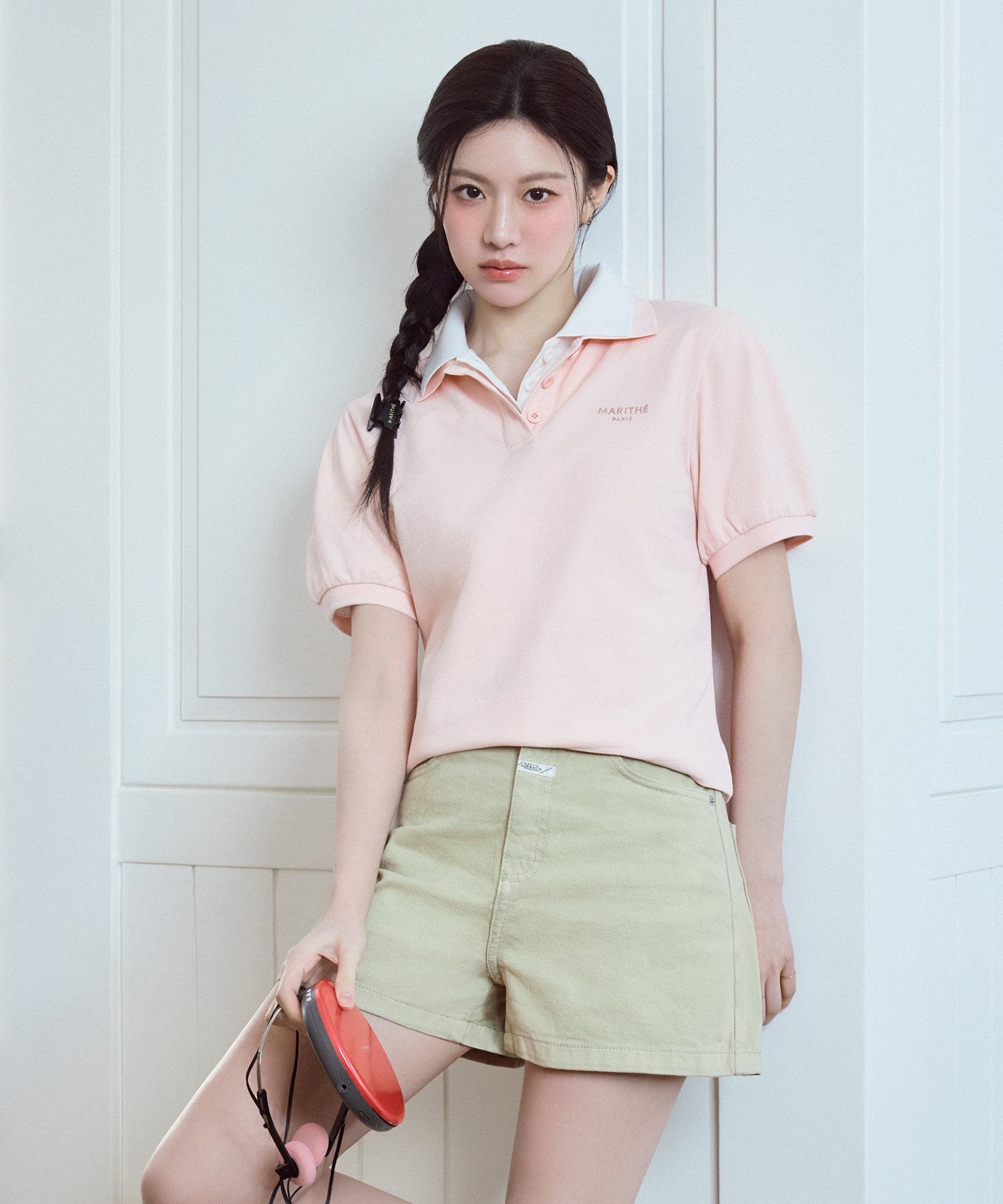 Marithe & Francois Girbaud - Colored Denim Shorts (Khaki Beige) product image 2 | TRAB K-Fashion Australia