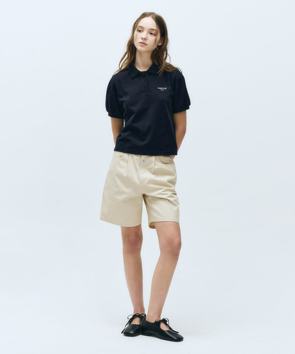 Marithe & Francois Girbaud - One Tuck Cotton Bermuda Pants (Ivory) product image 1 | TRAB K-Fashion Australia