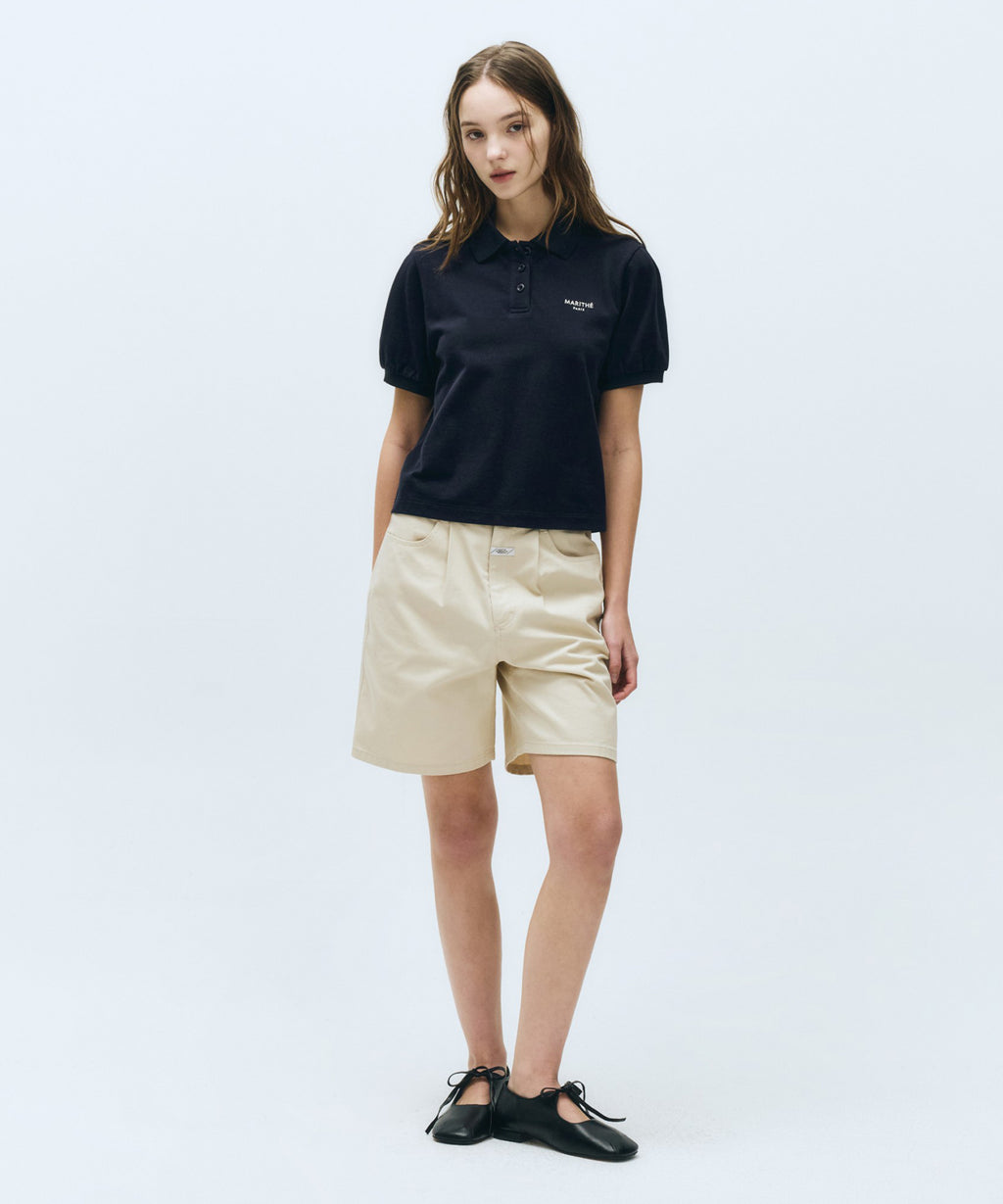 Marithe & Francois Girbaud - One Tuck Cotton Bermuda Pants (Ivory) product image 2 | TRAB K-Fashion Australia