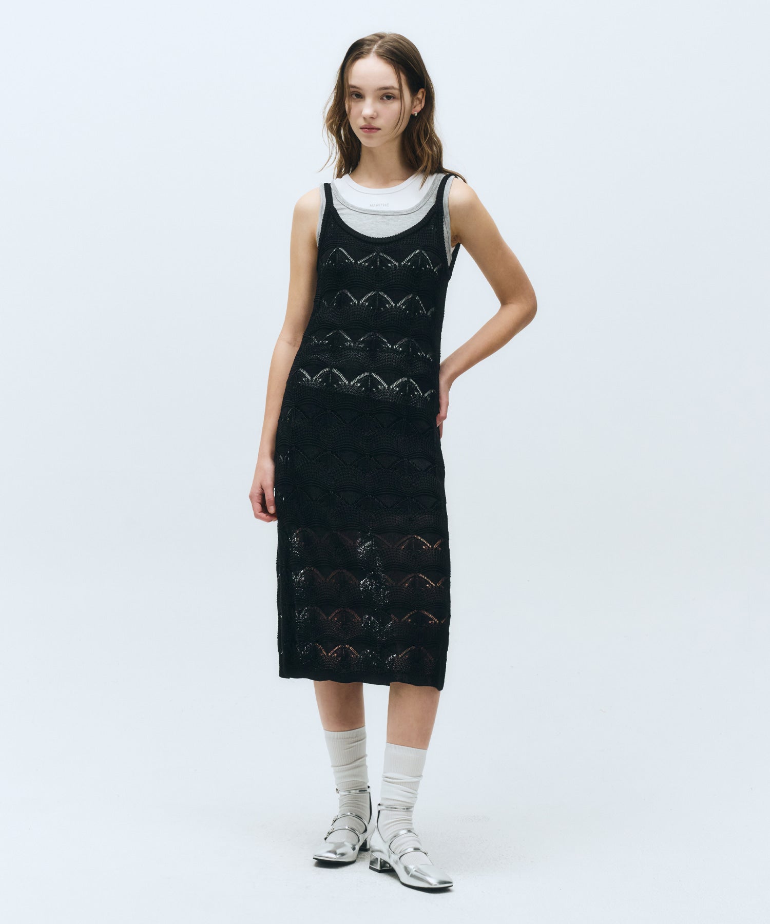 Marithe & Francois Girbaud - Crochet Sleeveless Knit Dress (Black) product image 1 | TRAB K-Fashion Australia