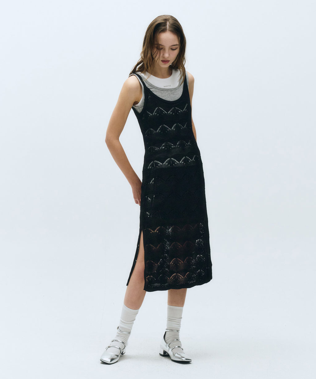 Marithe & Francois Girbaud - Crochet Sleeveless Knit Dress (Black) product image 2 | TRAB K-Fashion Australia