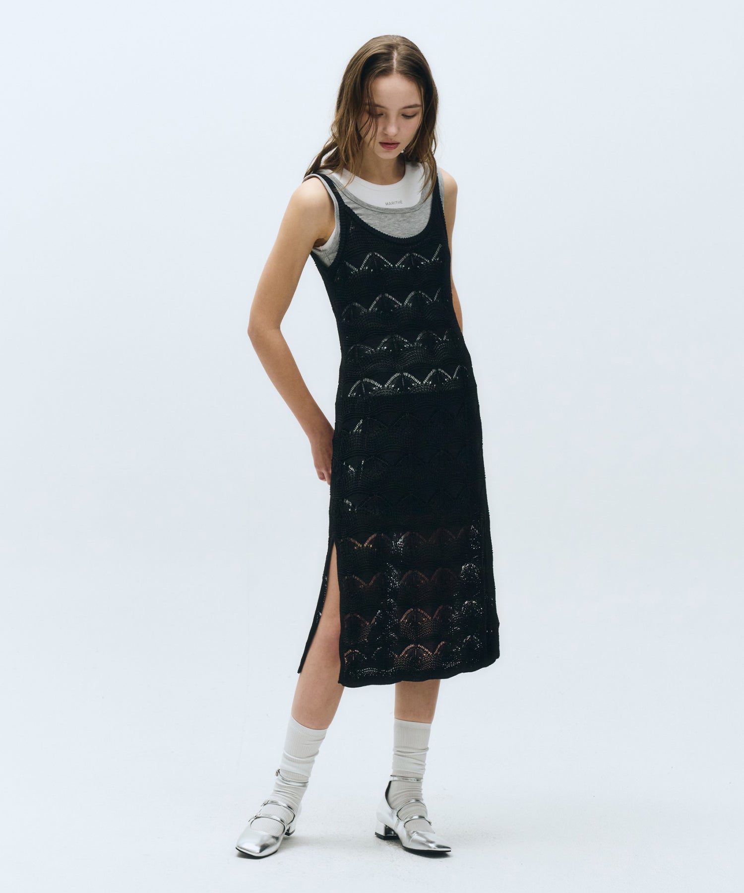 Marithe & Francois Girbaud - Crochet Sleeveless Knit Dress (Black) product image 2 | TRAB K-Fashion Australia