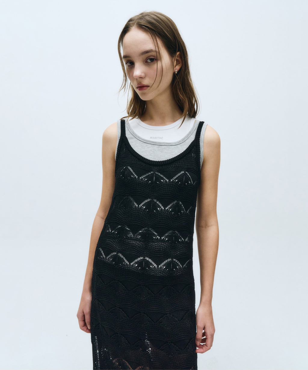 Marithe & Francois Girbaud - Crochet Sleeveless Knit Dress (Black) product image 4 | TRAB K-Fashion Australia