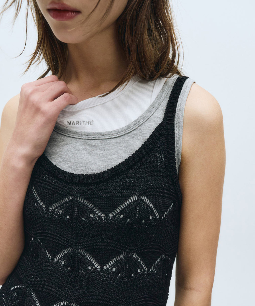 Marithe & Francois Girbaud - Crochet Sleeveless Knit Dress (Black) product image 6 | TRAB K-Fashion Australia