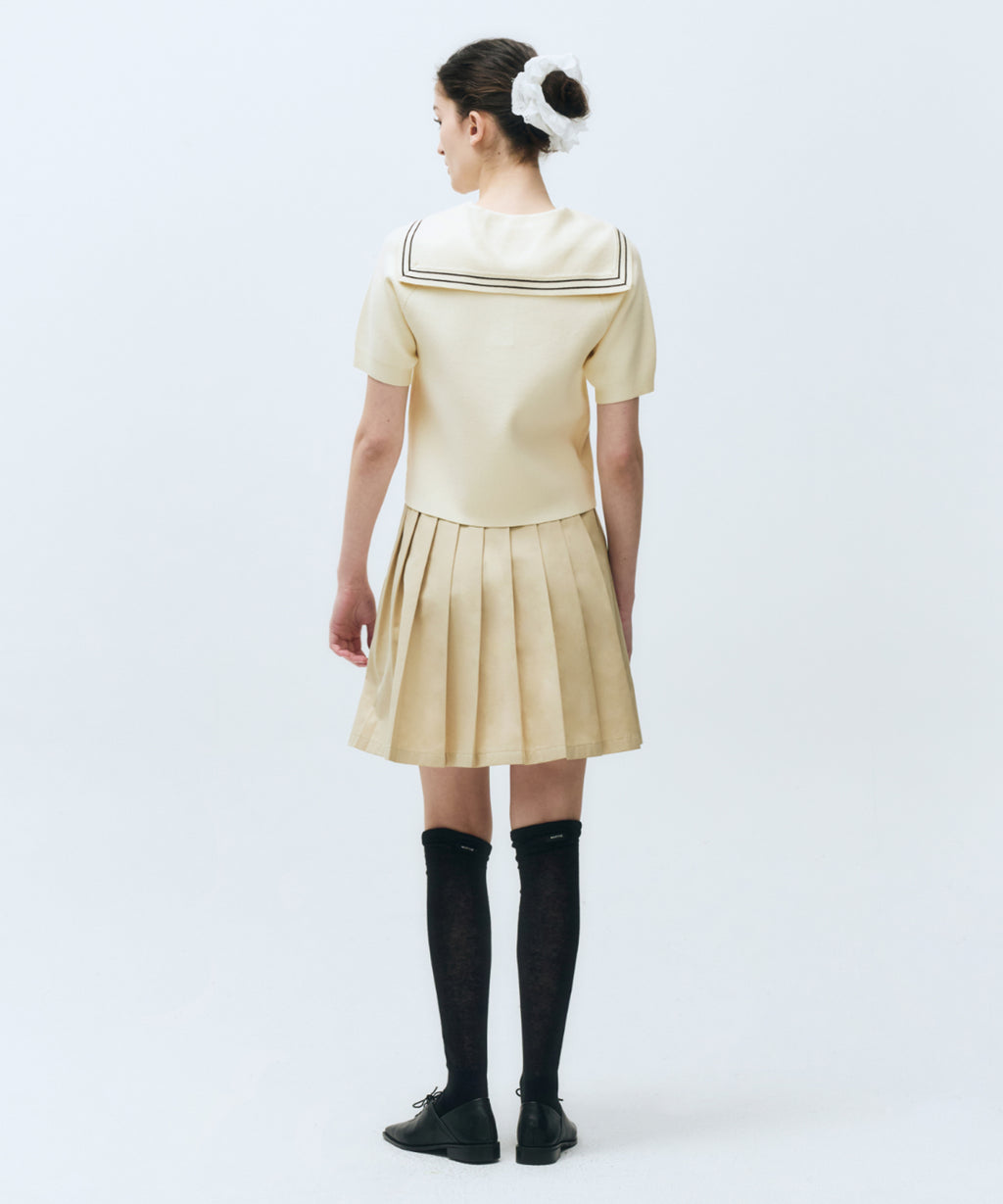 Marithe & Francois Girbaud - Short Pleats Skirt (Beige) product image 4 | TRAB K-Fashion Australia