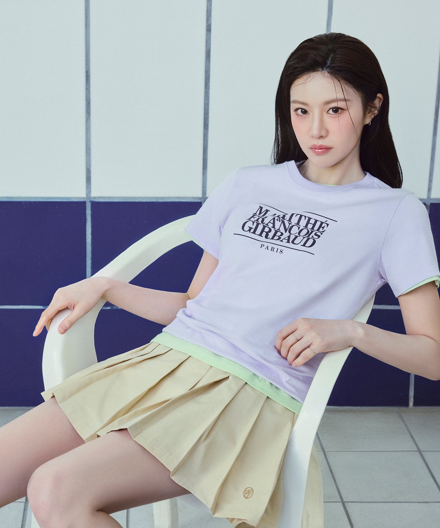 Marithe & Francois Girbaud - Short Pleats Skirt (Beige) product image 1 | TRAB K-Fashion Australia