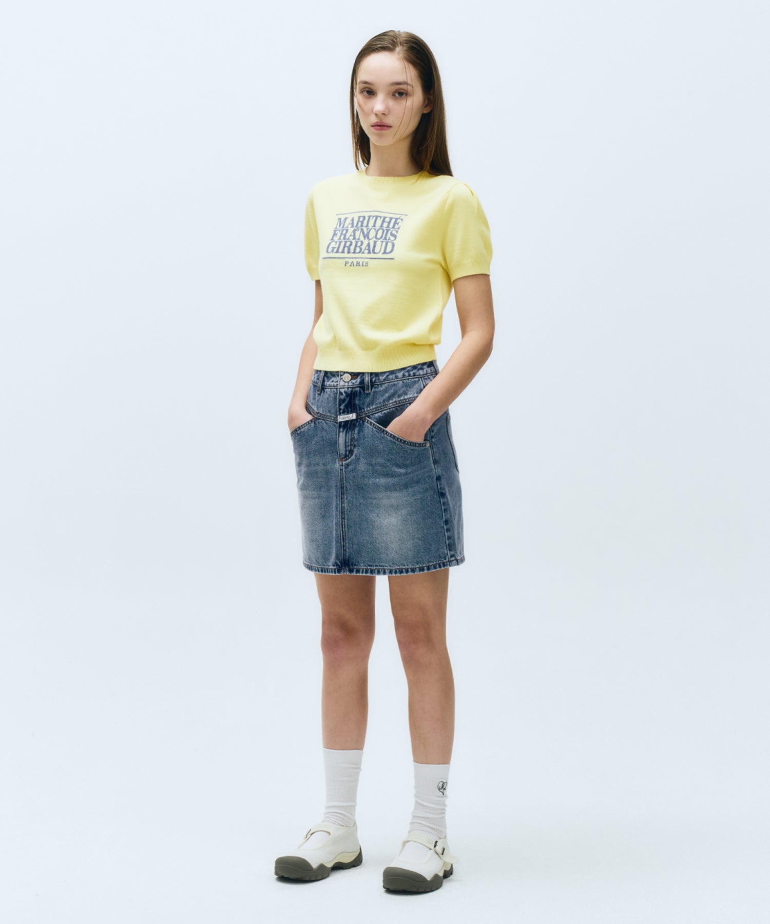 Marithe & Francois Girbaud - Classic Logo Half Knit (Light Yellow) product image 3 | TRAB K-Fashion Australia