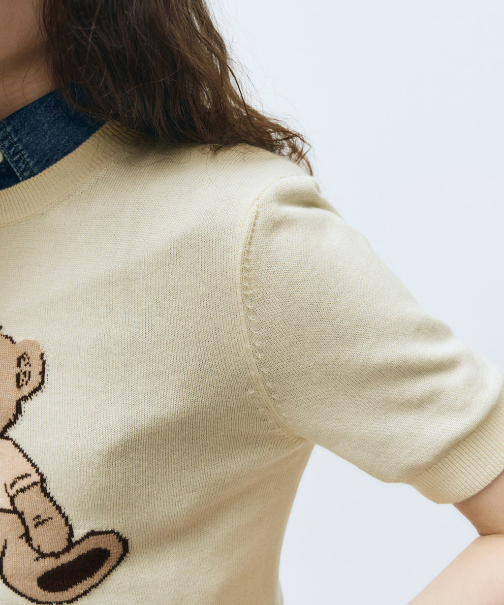 Marithe & Francois Girbaud - Doodle Bear Half Knit (Ivory) product image 3 | TRAB K-Fashion Australia