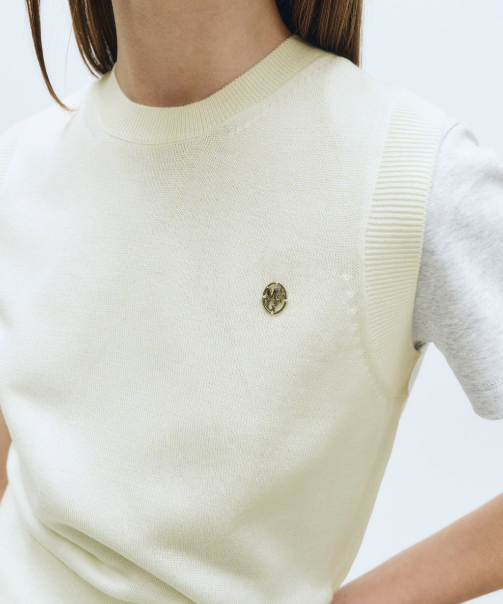 Marithe & Francois Girbaud - Circle Logo Knit Vest (Ivory) product image 3 | TRAB K-Fashion Australia