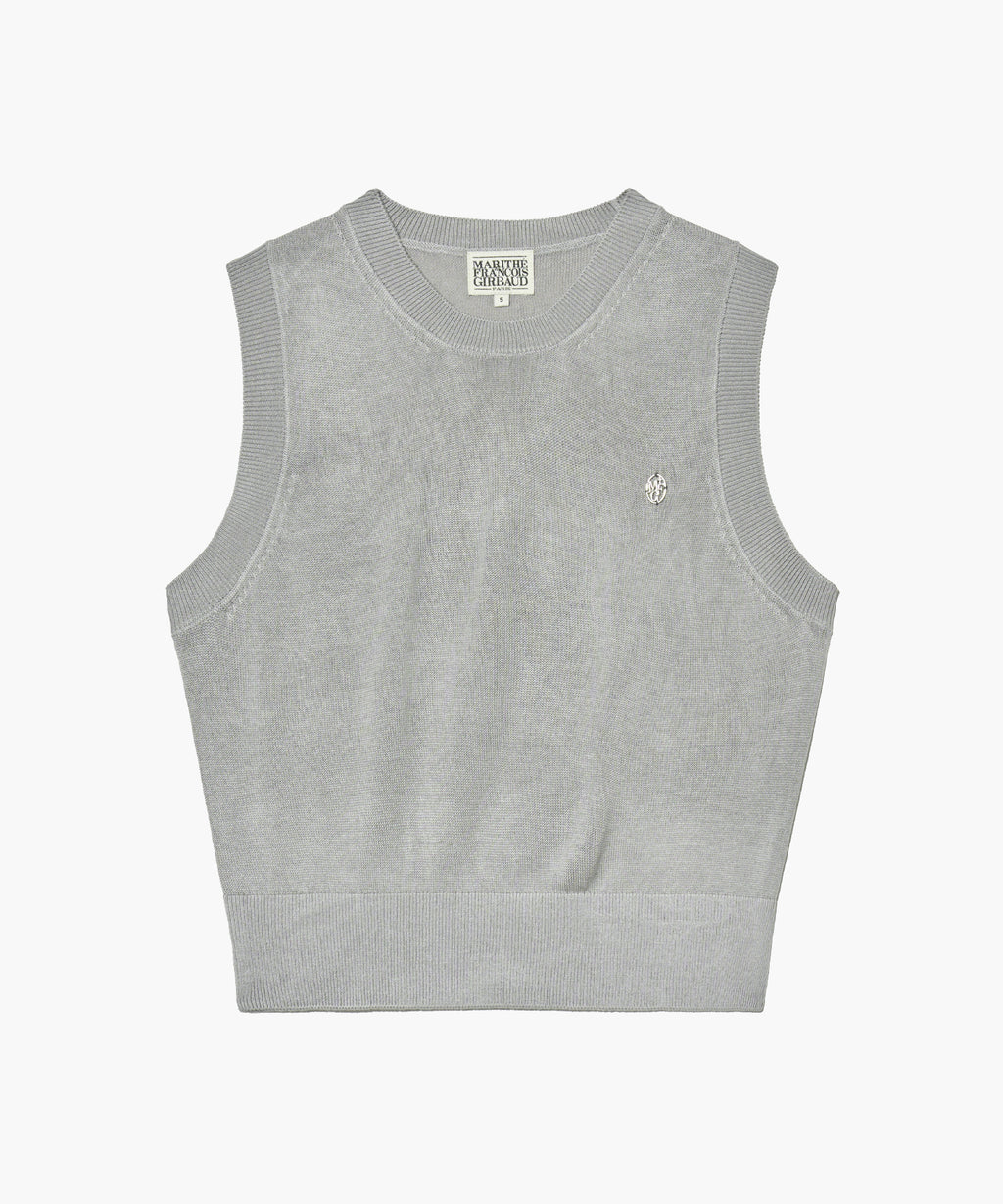 Marithe & Francois Girbaud - Circle Logo Knit Vest (Light Gray) product image 6 | TRAB K-Fashion Australia