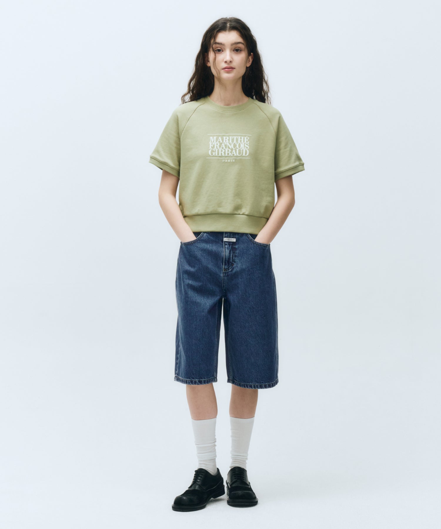 Marithe & Francois Girbaud - Classic Logo Half Sweatshirt (Olive Khaki) product image 3 | TRAB K-Fashion Australia
