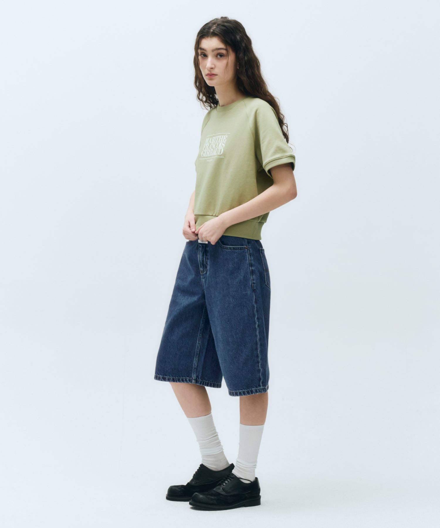 Marithe & Francois Girbaud - Classic Logo Half Sweatshirt (Olive Khaki) product image 4 | TRAB K-Fashion Australia