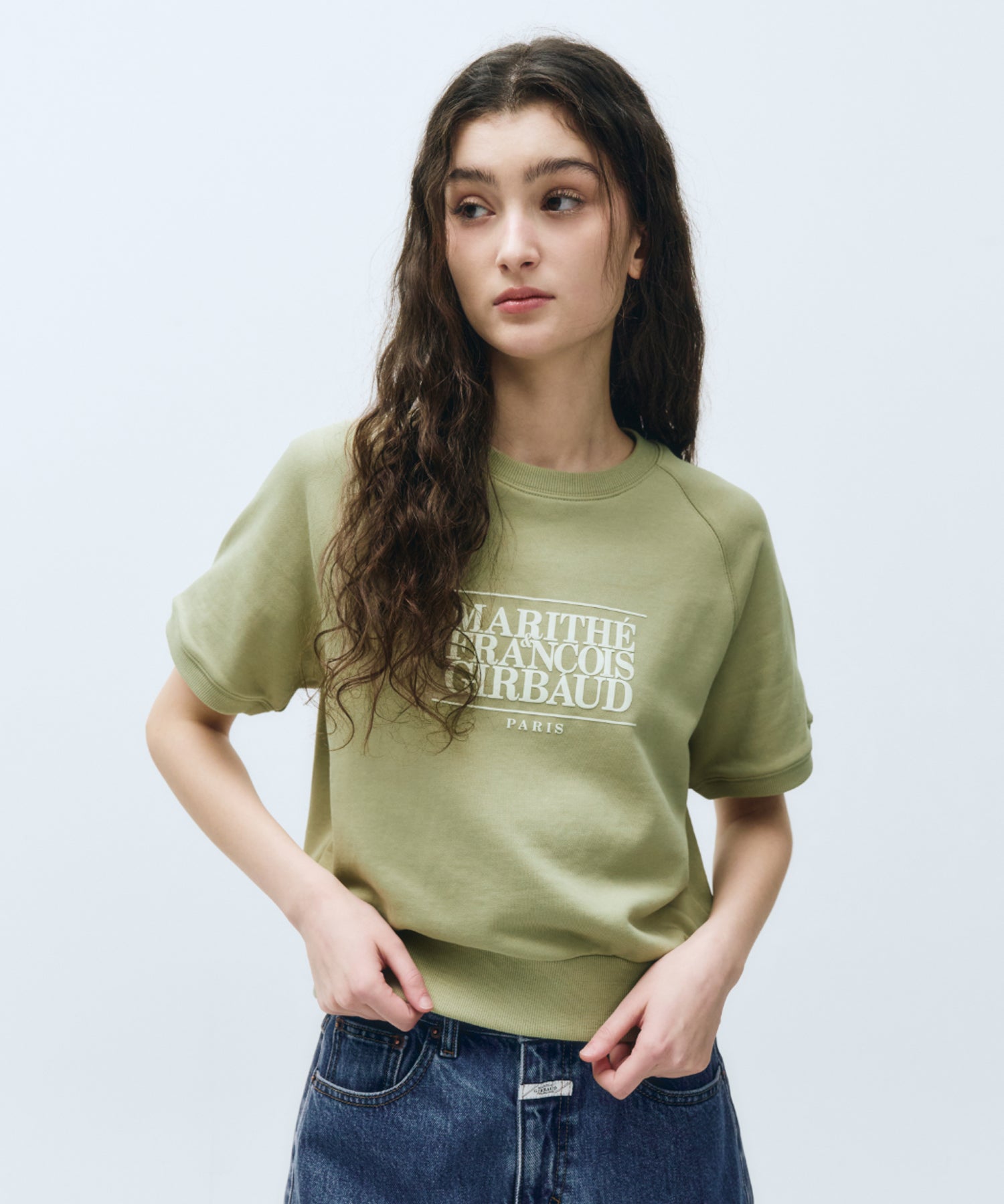 Marithe & Francois Girbaud - Classic Logo Half Sweatshirt (Olive Khaki) product image 1 | TRAB K-Fashion Australia
