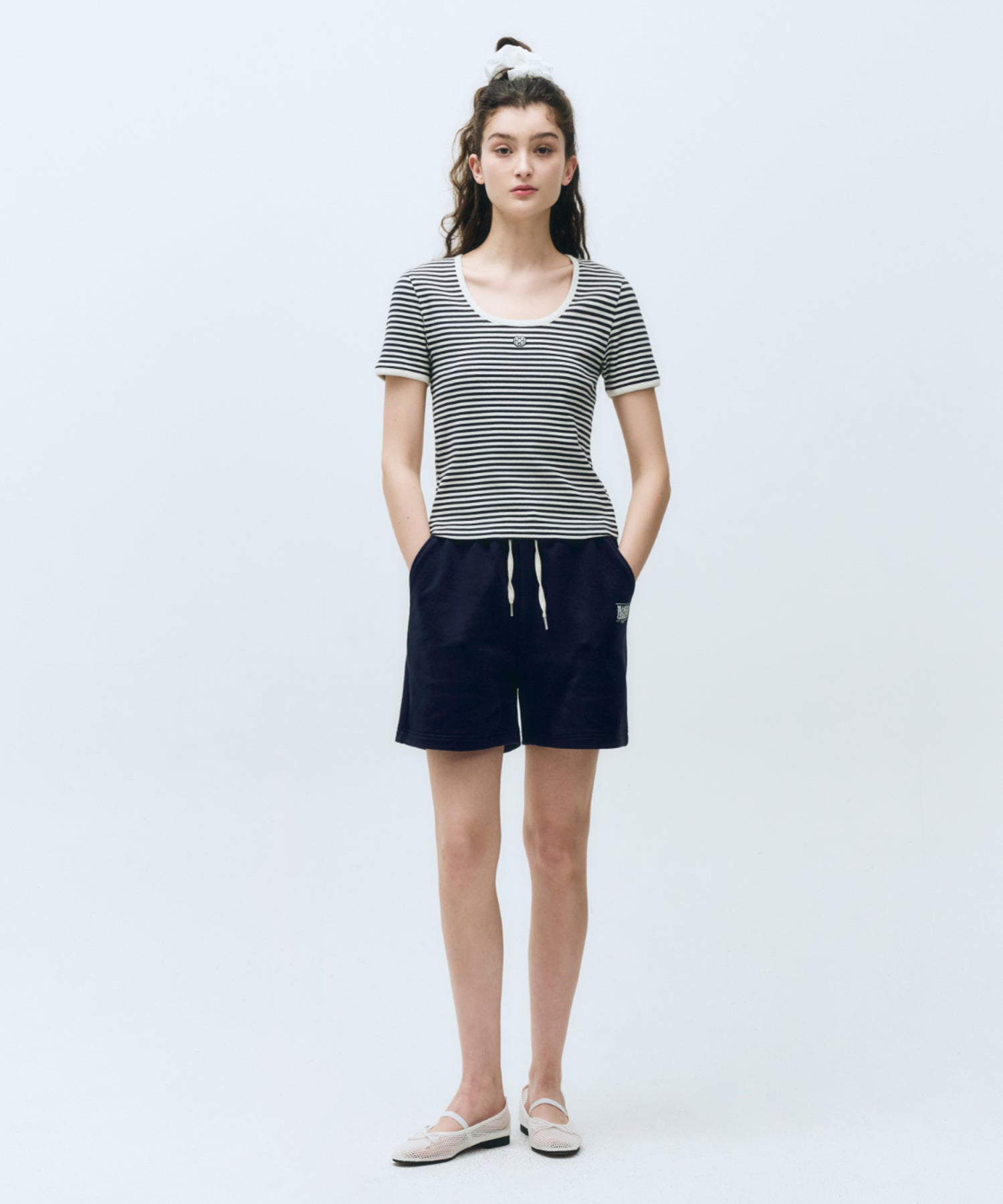 Marithe & Francois Girbaud - Classic Logo Sweat Shorts (Navy) product image 1 | TRAB K-Fashion Australia