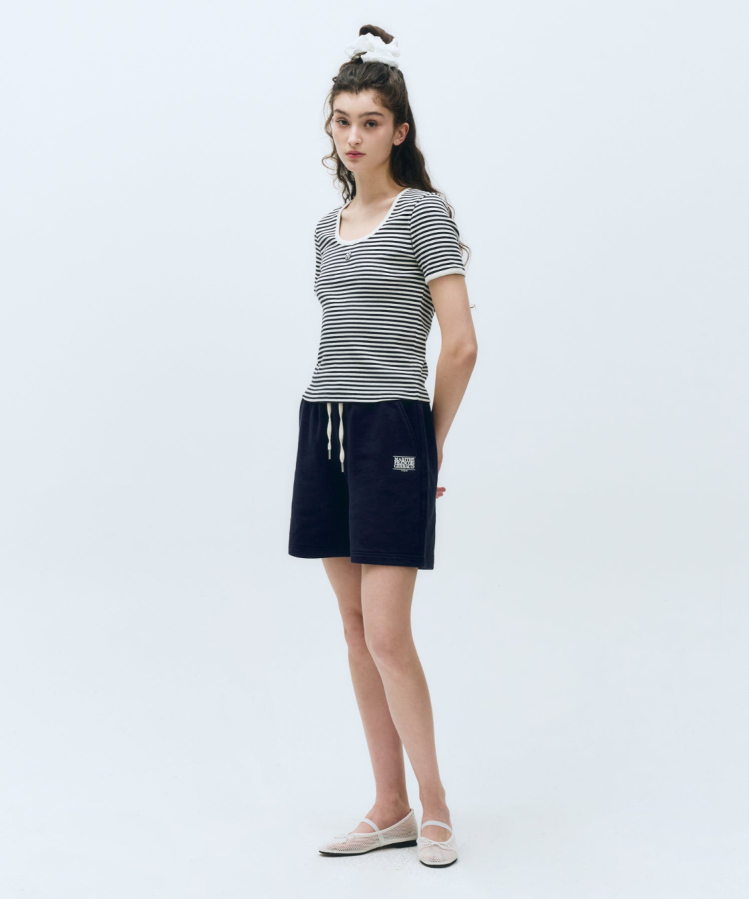 Marithe & Francois Girbaud - Classic Logo Sweat Shorts (Navy) product image 3 | TRAB K-Fashion Australia