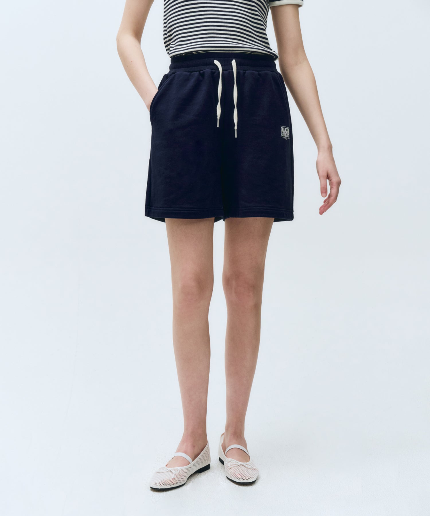 Marithe & Francois Girbaud - Classic Logo Sweat Shorts (Navy) product image 5 | TRAB K-Fashion Australia