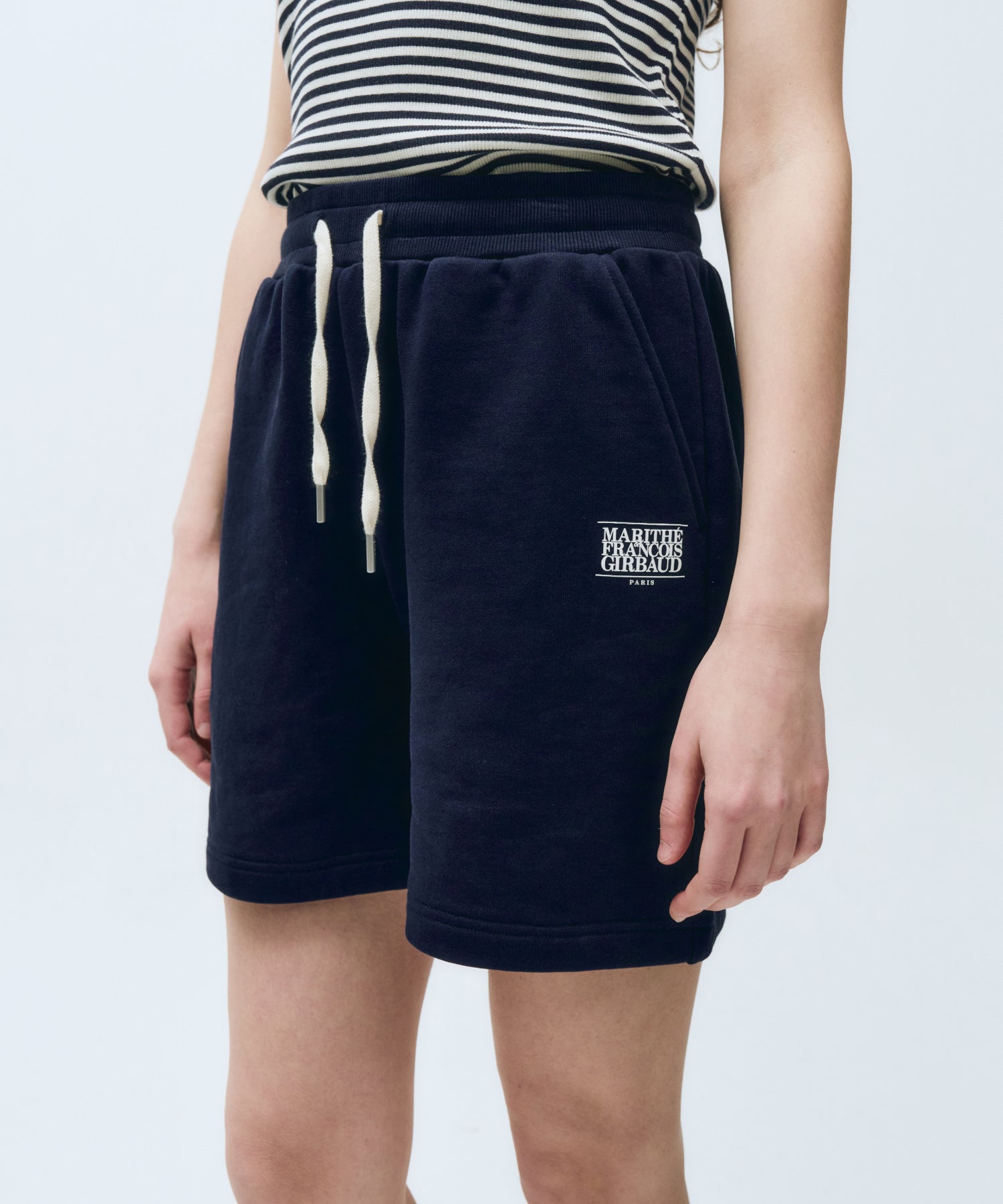 Marithe & Francois Girbaud - Classic Logo Sweat Shorts (Navy) product image 7 | TRAB K-Fashion Australia