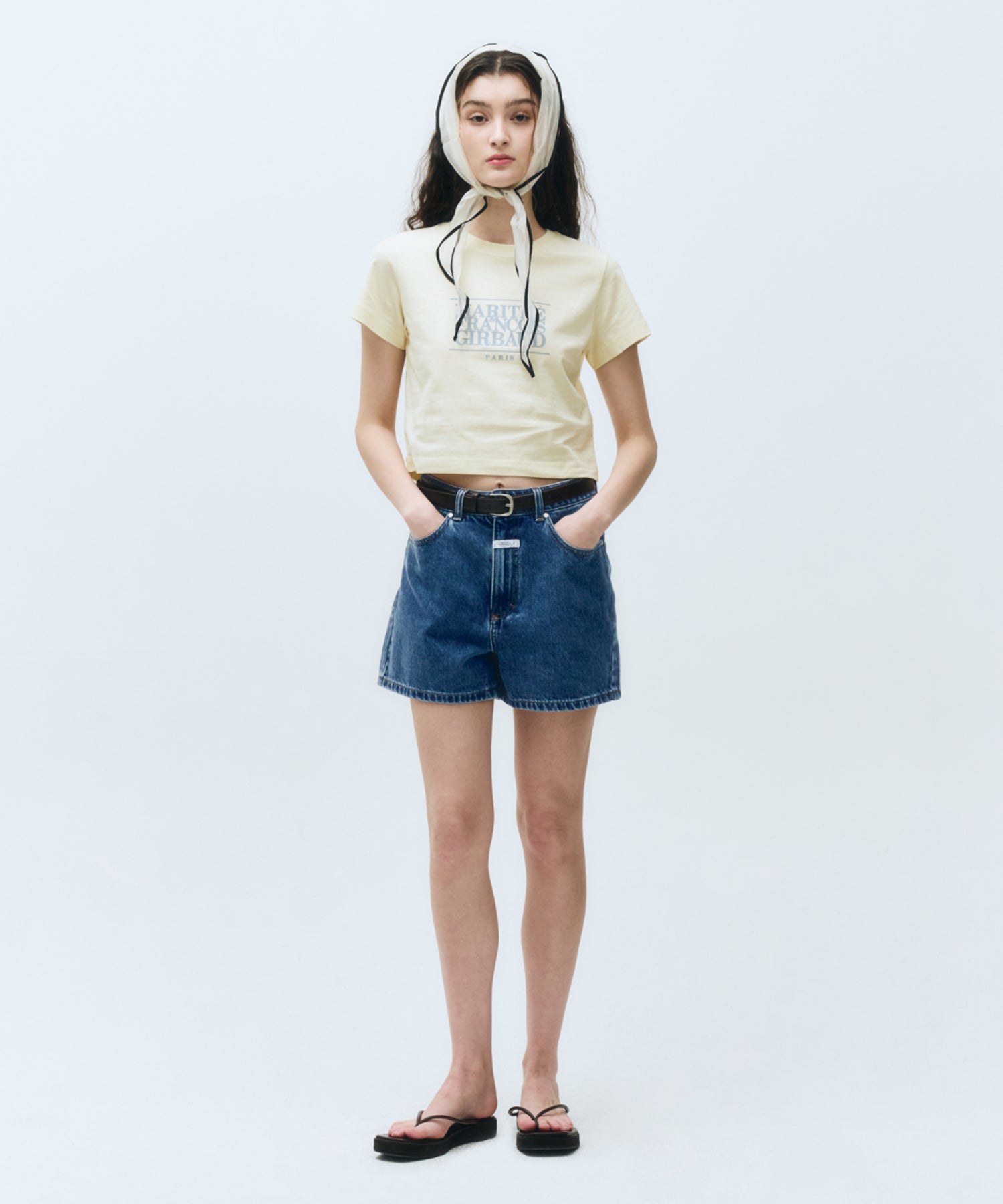 Marithe & Francois Girbaud - Classic Logo Crop Tee (Cream) product image 3 | TRAB K-Fashion Australia