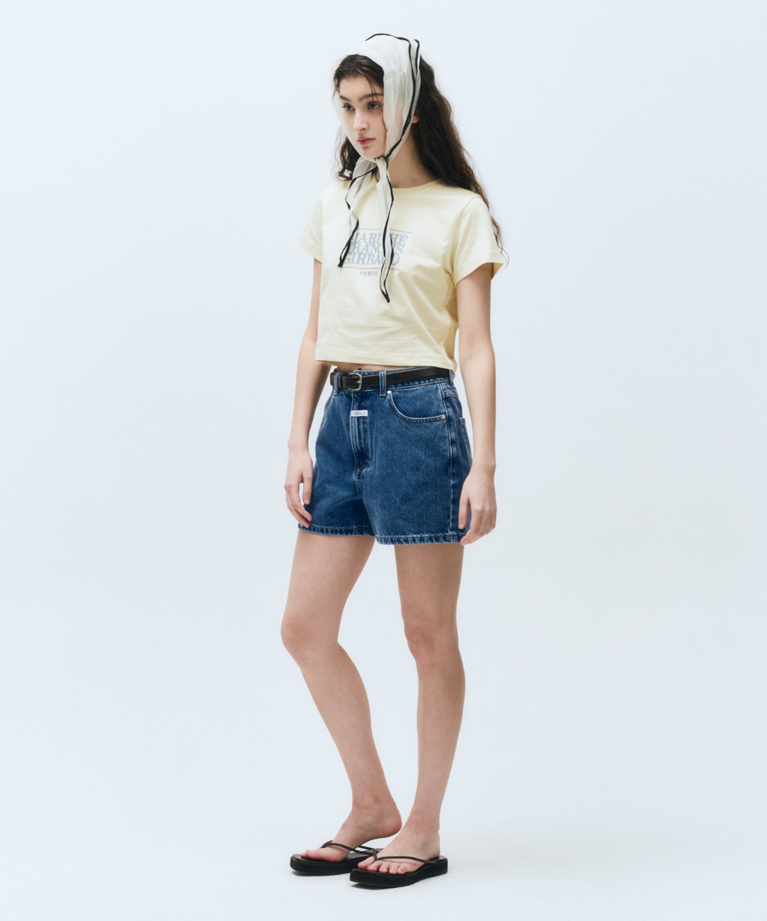 Marithe & Francois Girbaud - Classic Logo Crop Tee (Cream) product image 4 | TRAB K-Fashion Australia
