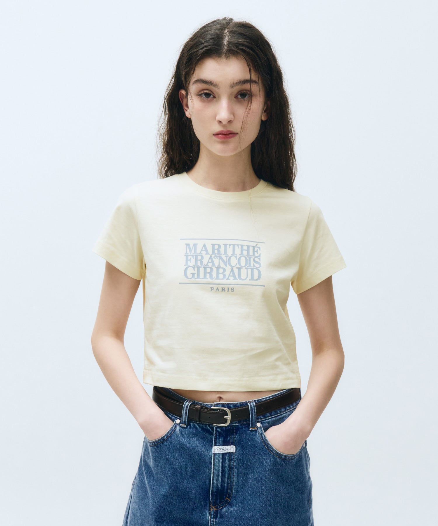Marithe & Francois Girbaud - Classic Logo Crop Tee (Cream) product image 1 | TRAB K-Fashion Australia