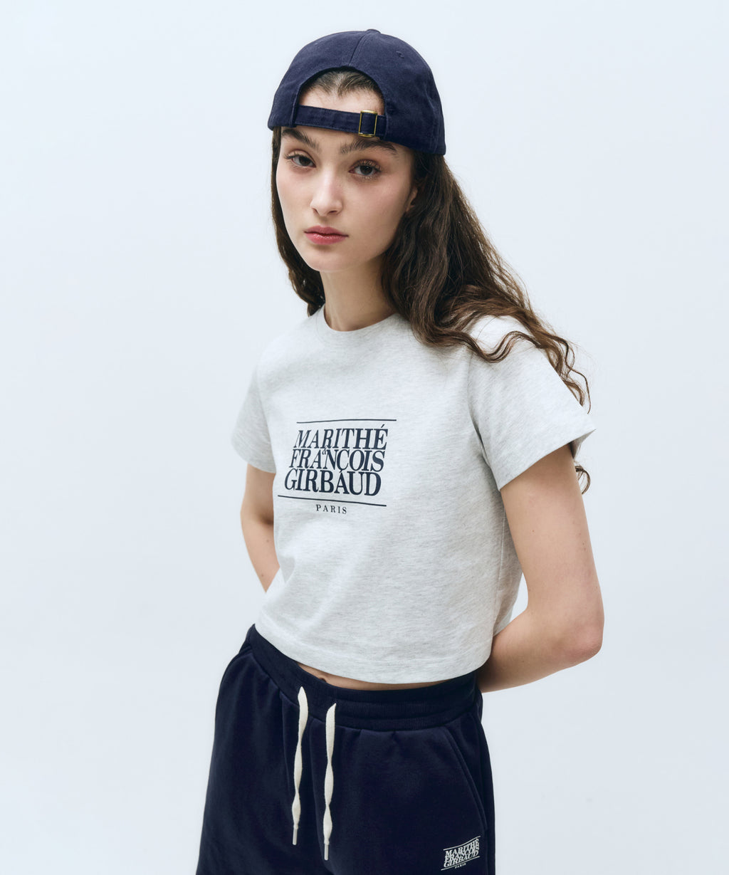 Marithe & Francois Girbaud - Classic Logo Crop Tee (Light Heather Gray) product image 1 | TRAB K-Fashion Australia