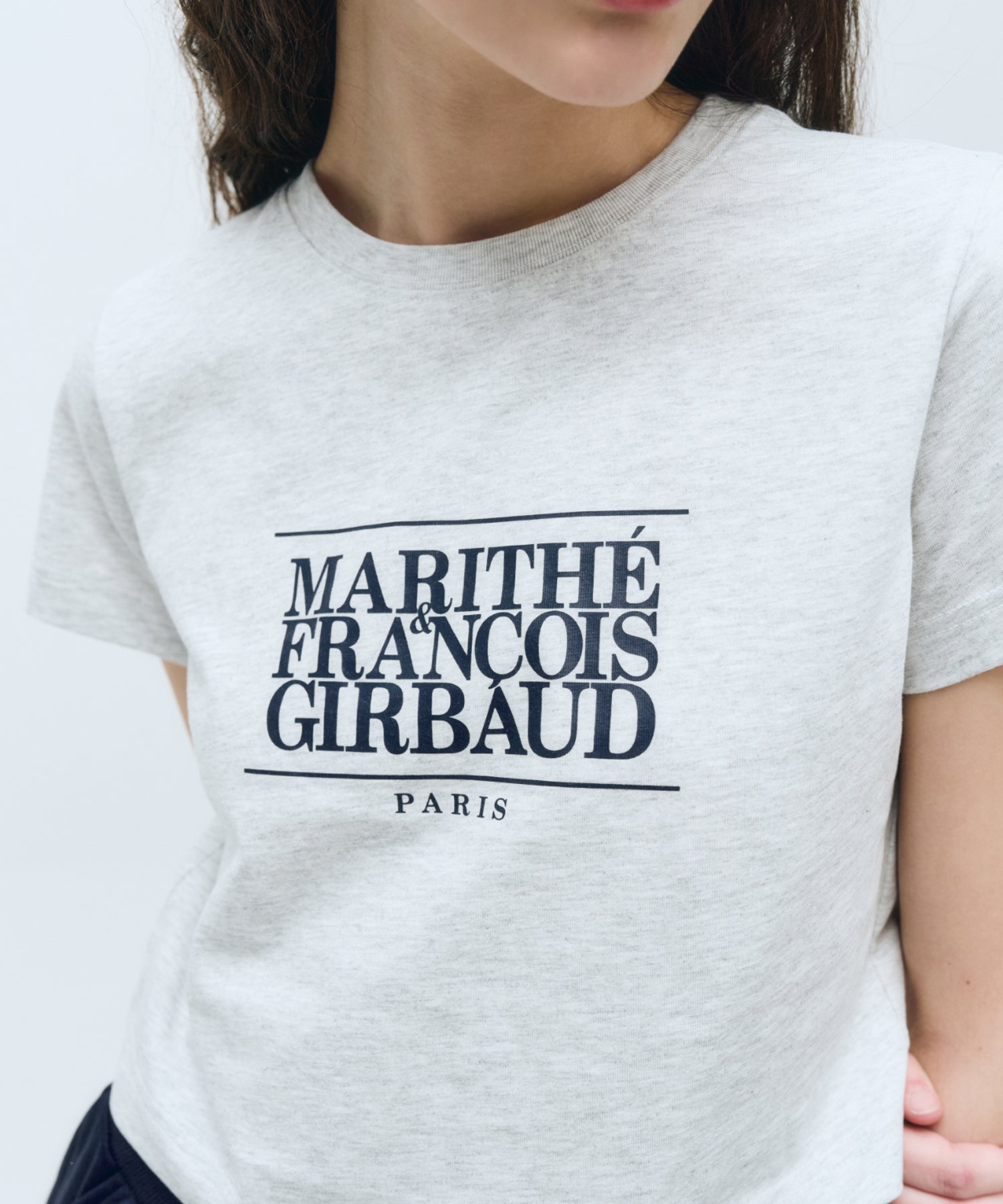 Marithe & Francois Girbaud - Classic Logo Crop Tee (Light Heather Gray) product image 2 | TRAB K-Fashion Australia