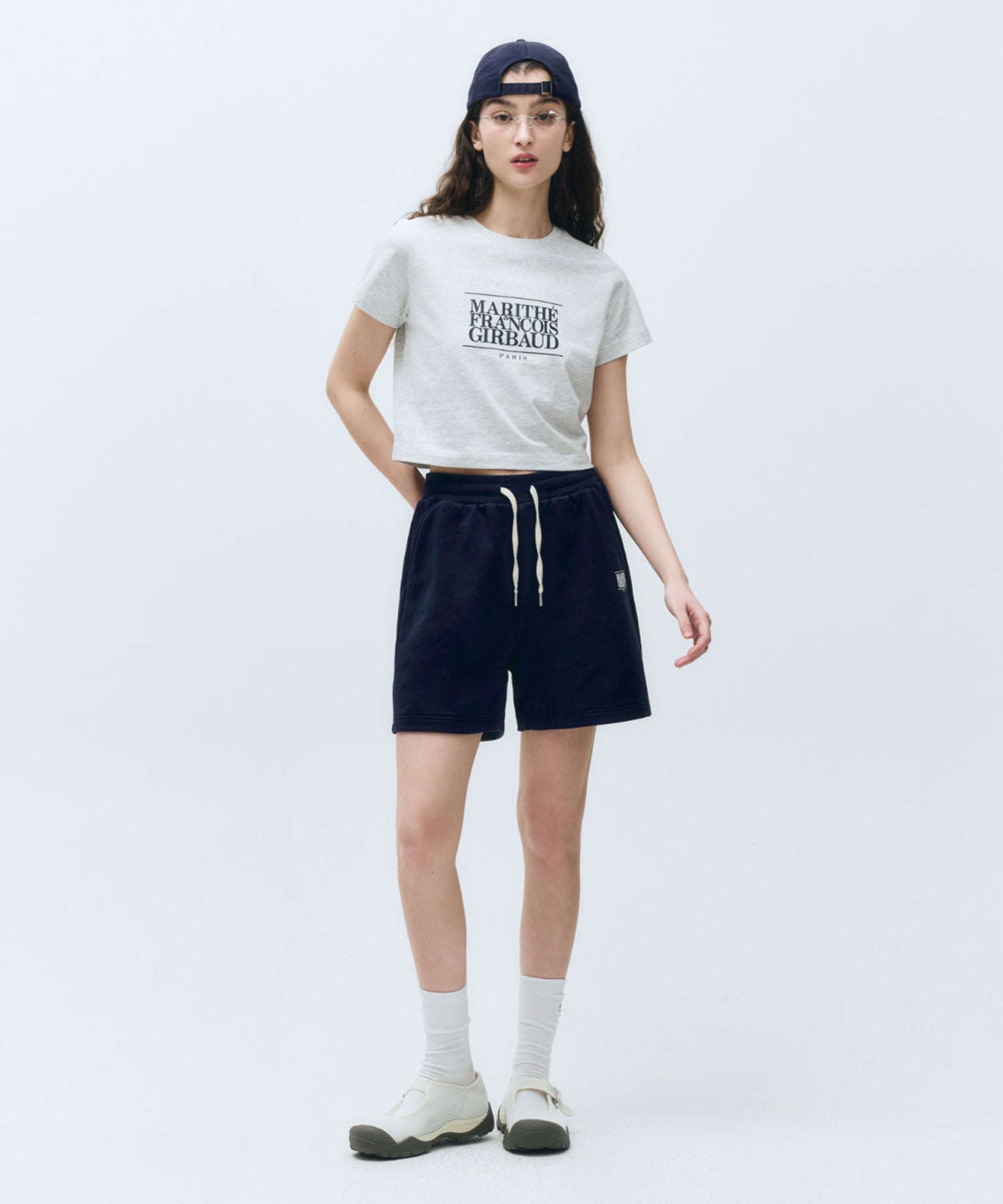 Marithe & Francois Girbaud - Classic Logo Crop Tee (Light Heather Gray) product image 3 | TRAB K-Fashion Australia