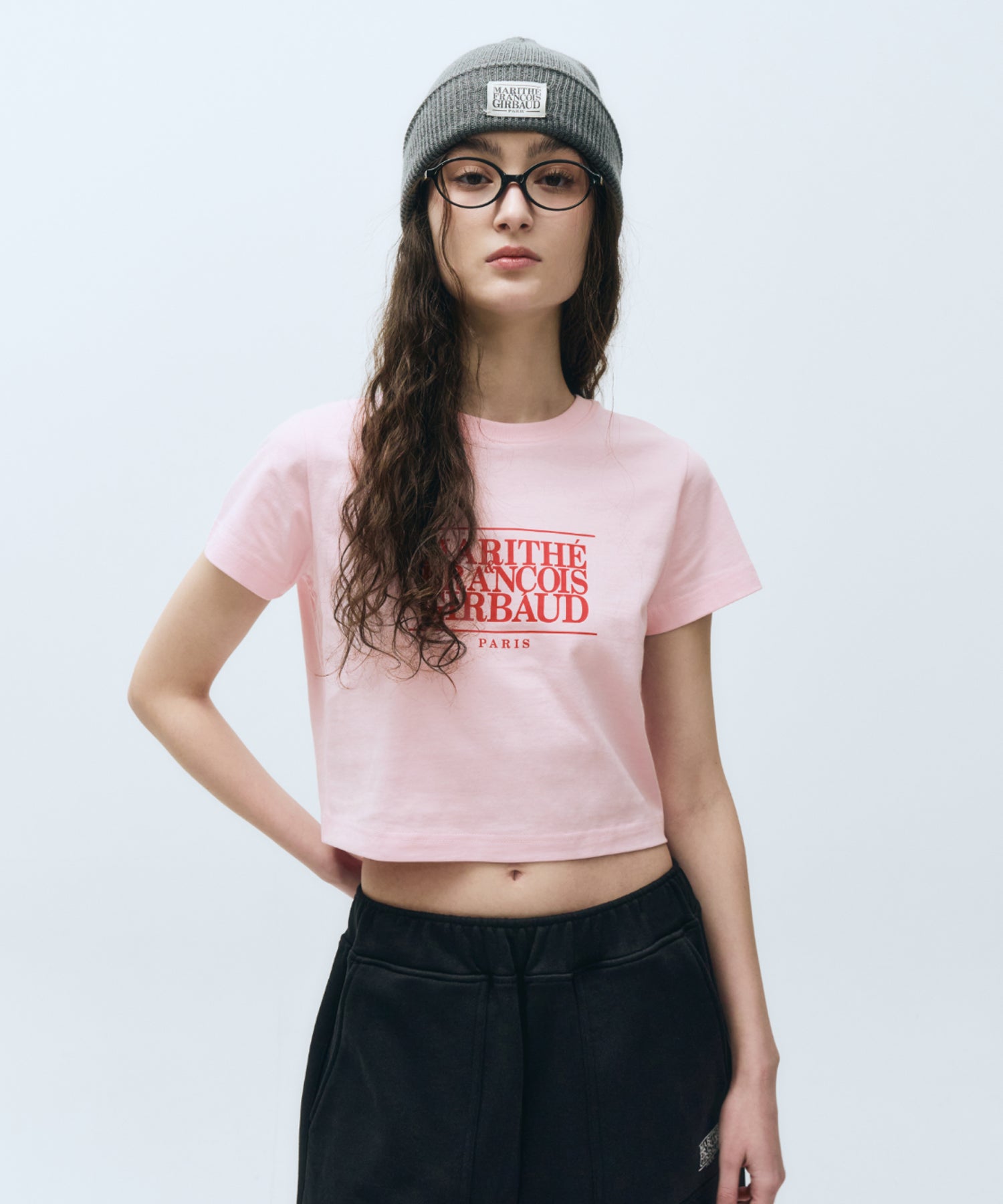 Marithe & Francois Girbaud - Classic Logo Crop Tee (Baby Pink) product image 1 | TRAB K-Fashion Australia