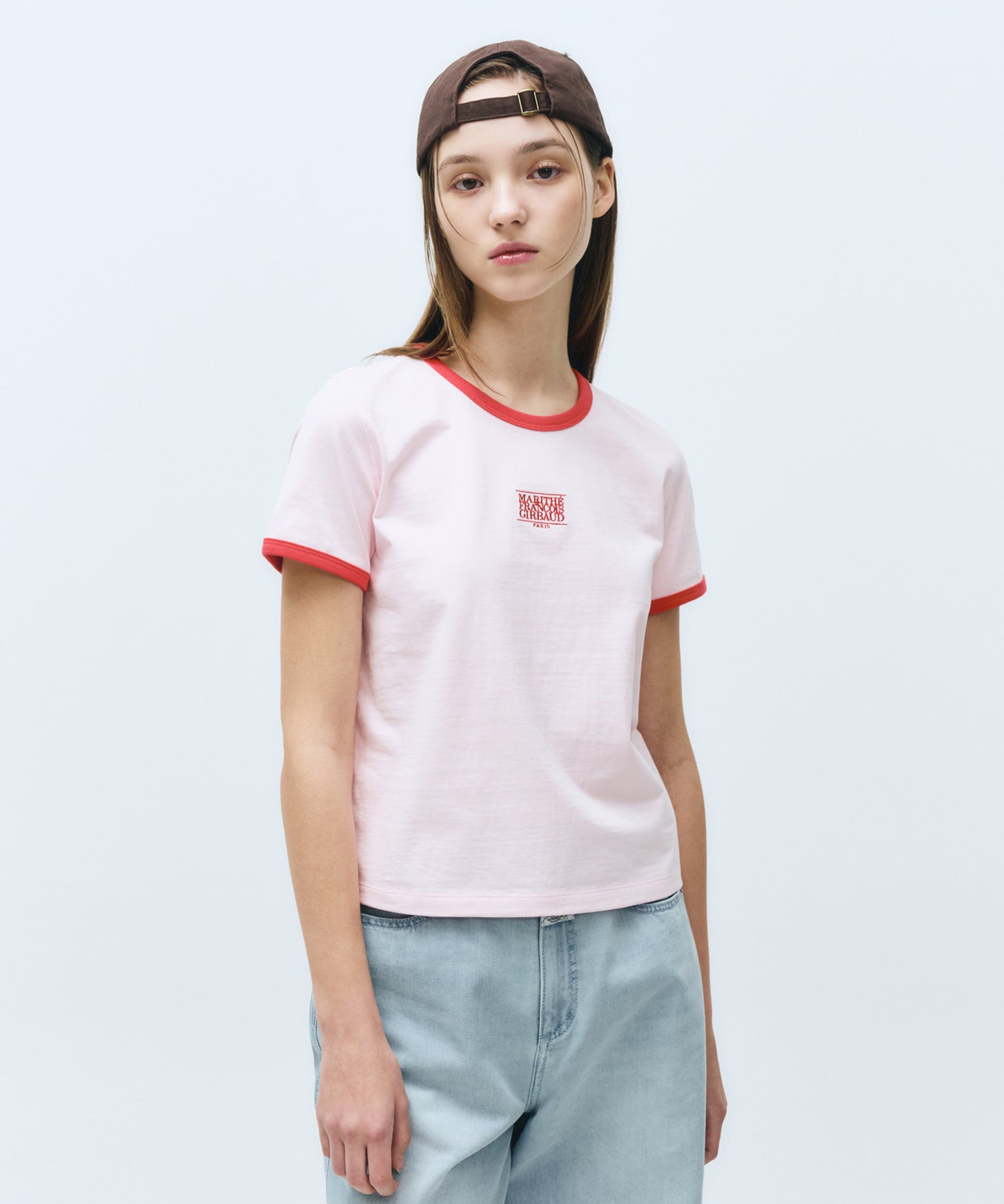 Marithe & Francois Girbaud - Classic Logo Ringer Tee (Pink) product image 1 | TRAB K-Fashion Australia