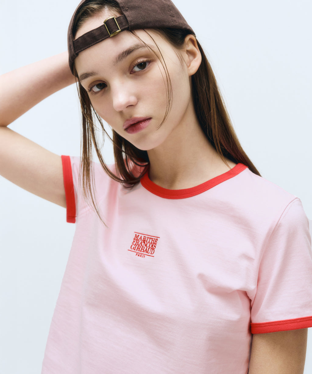Marithe & Francois Girbaud - Classic Logo Ringer Tee (Pink) product image 2 | TRAB K-Fashion Australia