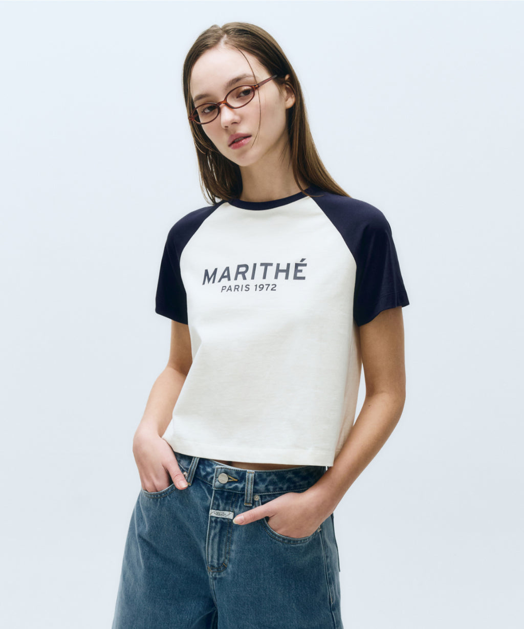 Marithe & Francois Girbaud - Regular Logo Raglan Crop Tee (Navy) product image 2 | TRAB K-Fashion Australia