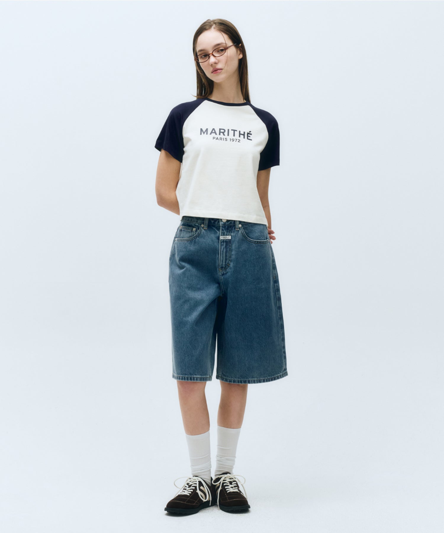 Marithe & Francois Girbaud - Regular Logo Raglan Crop Tee (Navy) product image 4 | TRAB K-Fashion Australia