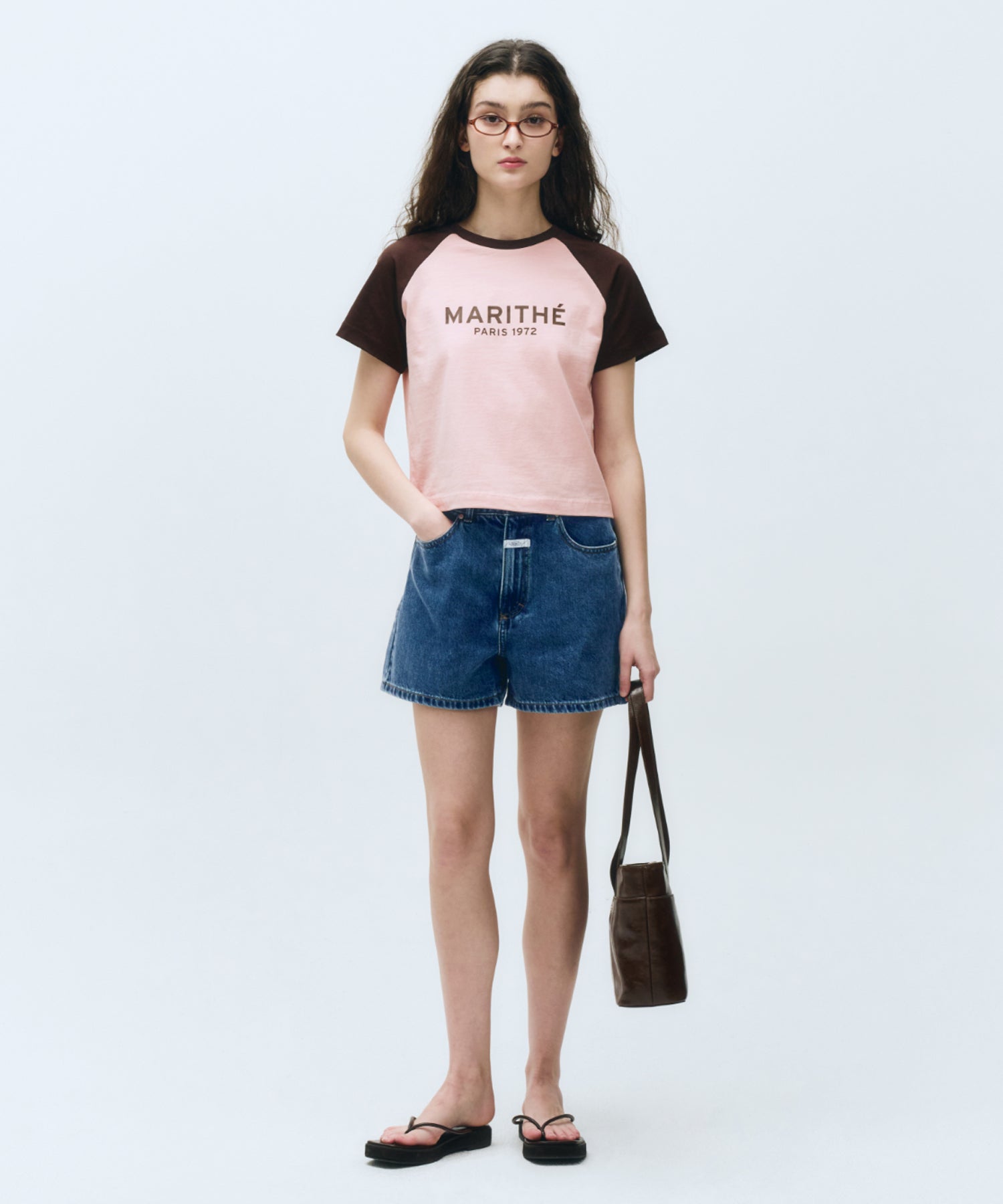Marithe & Francois Girbaud - Regular Logo Raglan Crop Tee (Pink) product image 3 | TRAB K-Fashion Australia