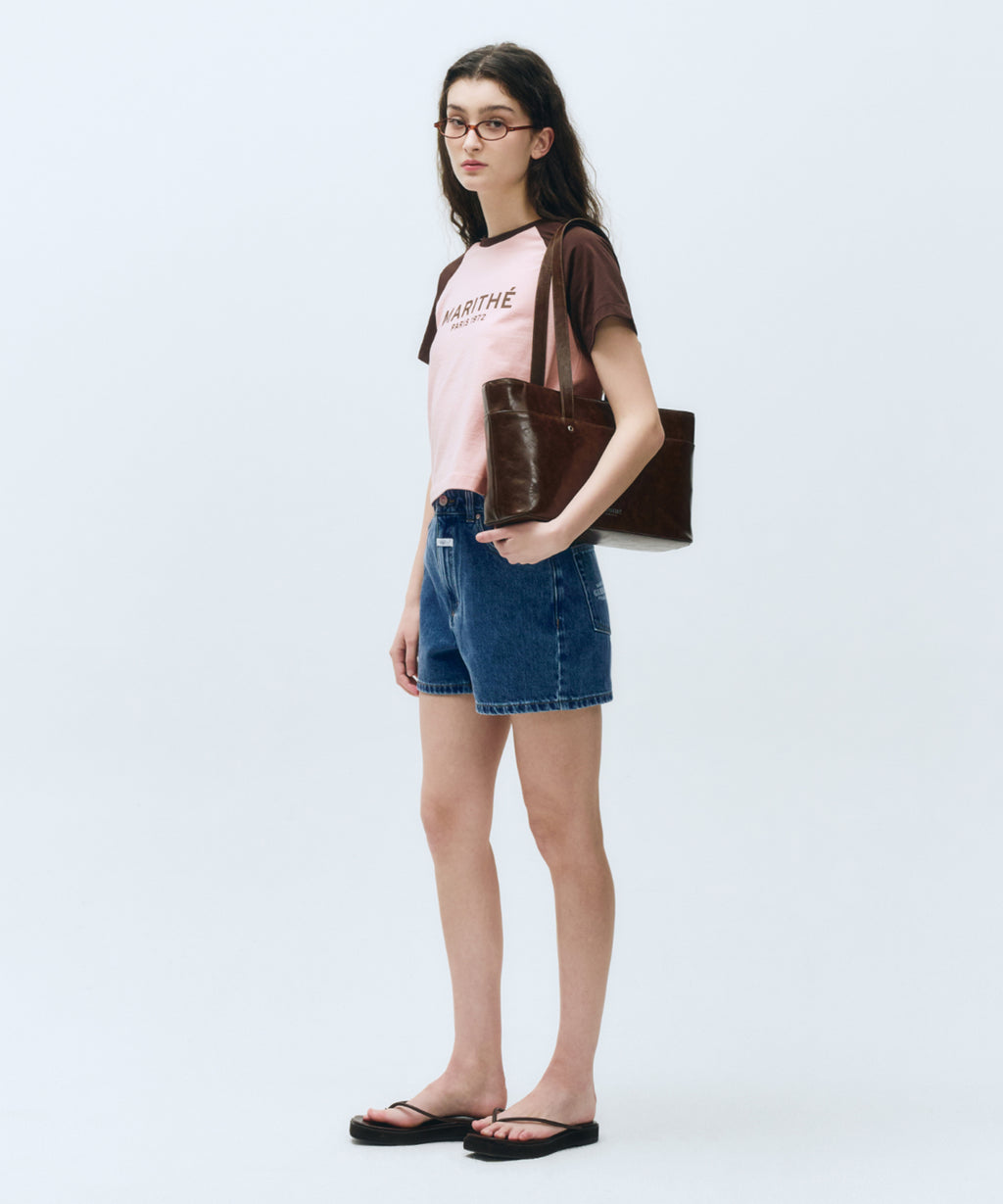 Marithe & Francois Girbaud - Regular Logo Raglan Crop Tee (Pink) product image 4 | TRAB K-Fashion Australia