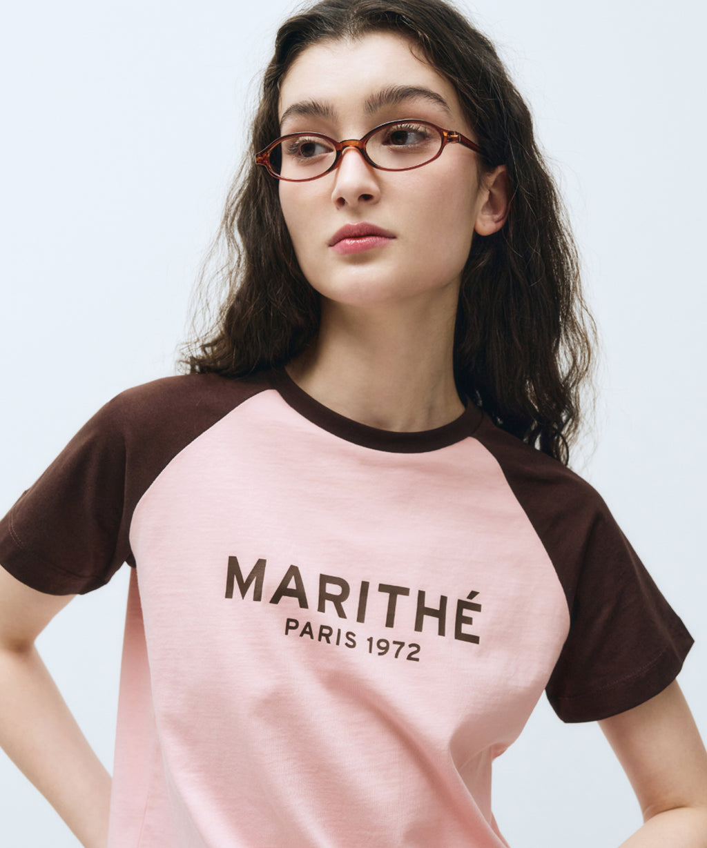 Marithe & Francois Girbaud - Regular Logo Raglan Crop Tee (Pink) product image 2 | TRAB K-Fashion Australia